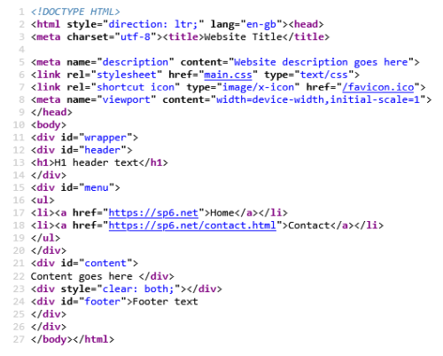 HTML template used for Andy's Website HTML template used for Andy's Website